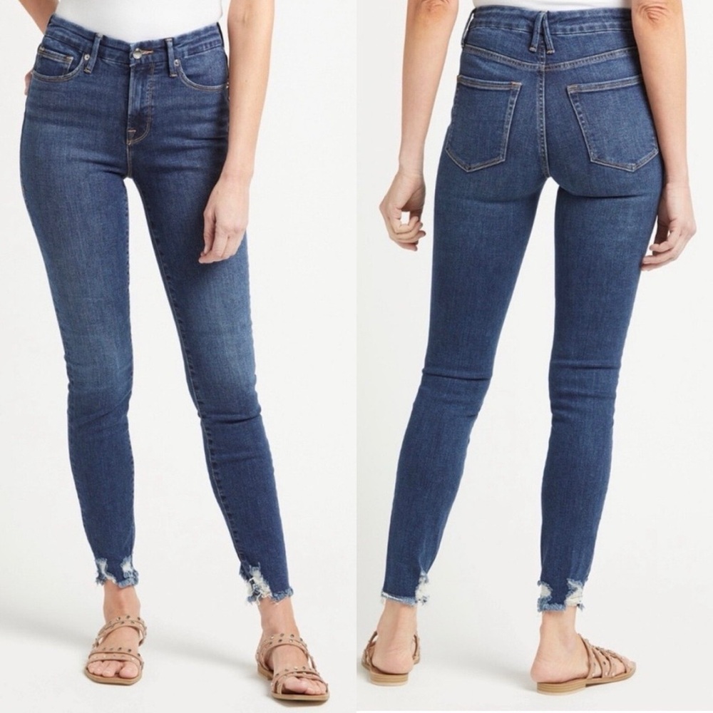 GOOD AMERICAN GOOD LEGS SKINNY STRETCH JEANS DISTRESSED CUFFS Size 22 #GLCH367T